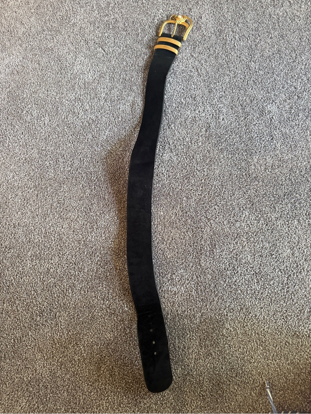 Black Suede Belt with Gold Buckle
